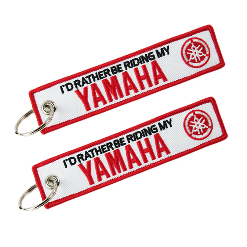 For YAMAHA DOUBLE SIDED EMBROIDERED WHITE KEY TAG KEYCHAIN CELL HOLDERS KEY RING X2 - Image 3