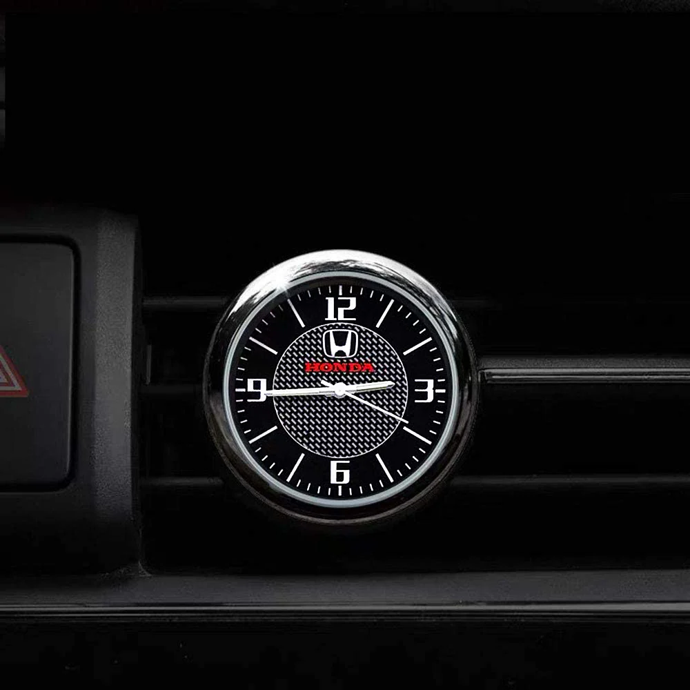 HONDA Set of Car 15" Steering Wheel Cover Carbon Fiber Look Leather with Exquisite Clock - Image 3