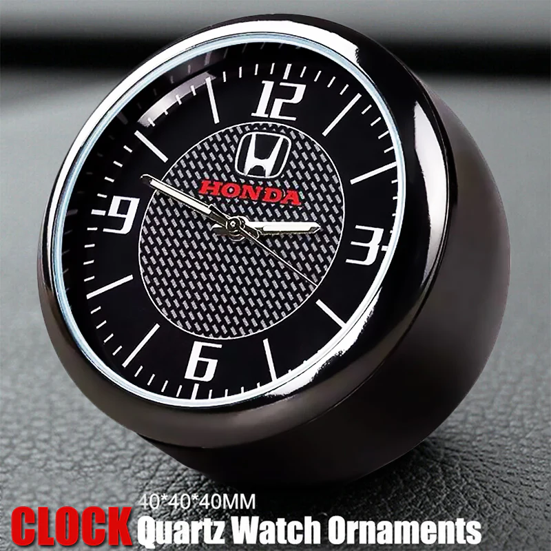 HONDA Set of Car 15" Steering Wheel Cover Carbon Fiber Look Leather with Exquisite Clock - Image 9