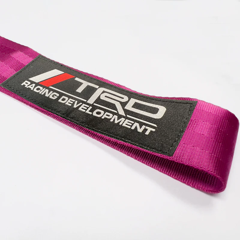 TRD RACING TOYOTA SPORTS Drift Rally NEO CHROME HIGH STRENGTH Pink Tow Strap for Front / Rear Bumper - Image 3