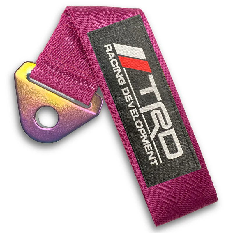 TRD RACING TOYOTA SPORTS Drift Rally NEO CHROME HIGH STRENGTH Pink Tow Strap for Front / Rear Bumper - Image 6