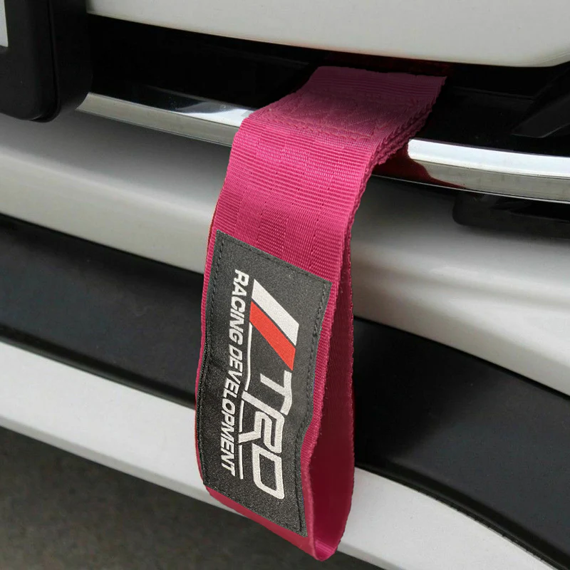 TRD RACING TOYOTA SPORTS Drift Rally NEO CHROME HIGH STRENGTH Pink Tow Strap for Front / Rear Bumper - Image 8