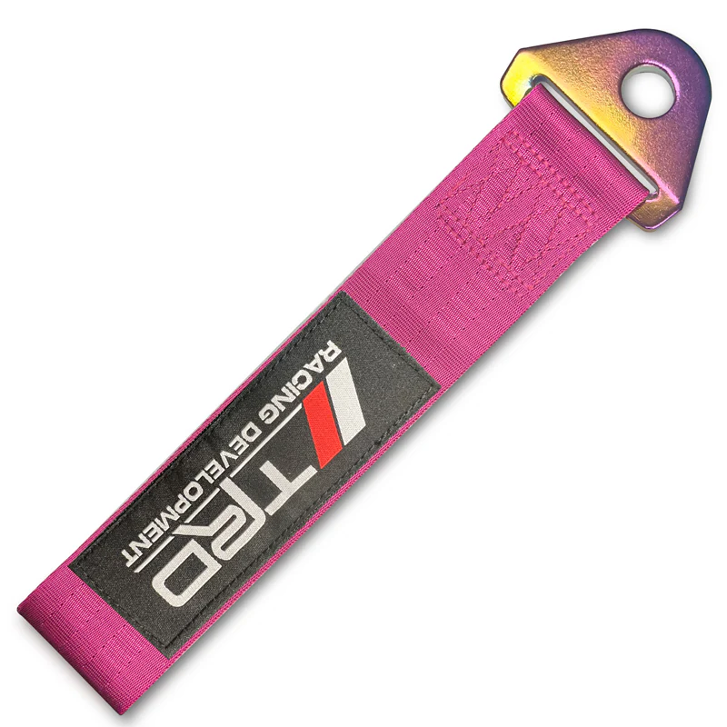 TRD RACING TOYOTA SPORTS Drift Rally NEO CHROME HIGH STRENGTH Pink Tow Strap for Front / Rear Bumper - Image 9