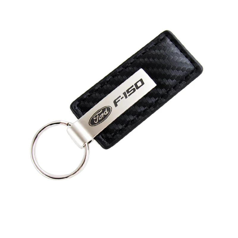 For Ford F-150 Rectangle Carbon Fiber Leather Chrome Key Fob Keyring GENUINE - Image 4