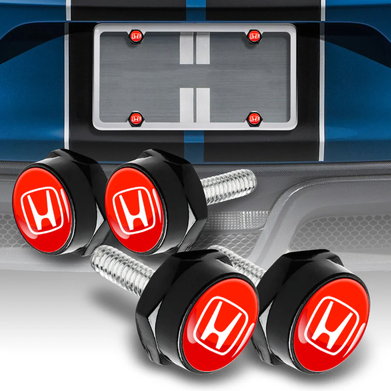 Honda 4PCS Car License Plate Frame Screw Bolt Cap Cover Fit For All Models New - Image 4