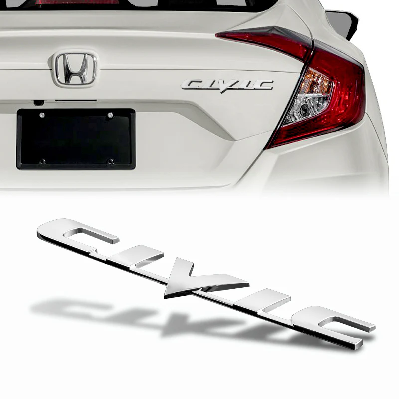 Honda Chrome Emblem 3 pcs Set for 2006 - 2008 HONDA CIVIC Coupe 2DR with CIVIC Emblem - Image 4