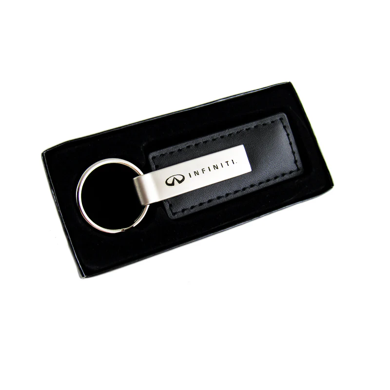 For NISSAN INFINITI Key Ring Black Leather Rectangular Keychain - KC1540.INF - Image 3