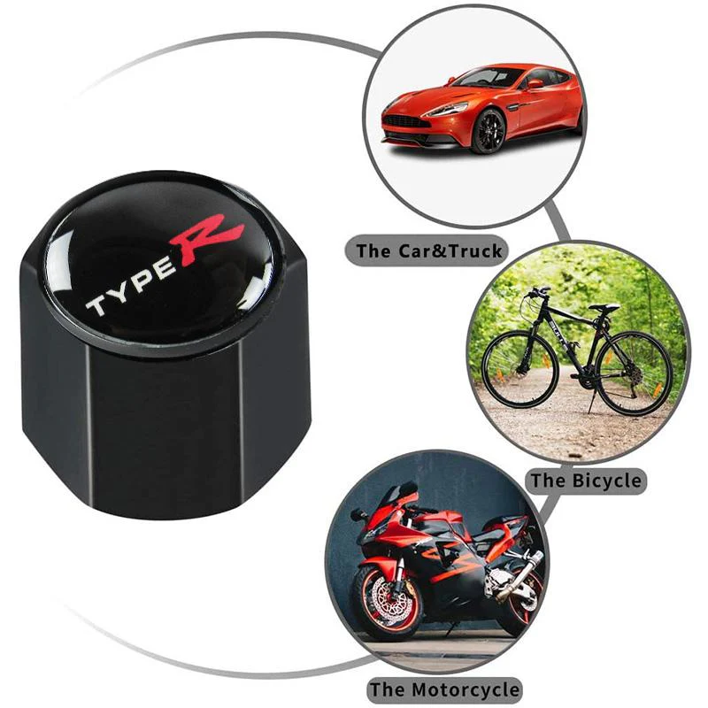 HONDA Set LOGO Emblems with TYPE R Wheel Tire Valves Air Caps Keychain - US SELLER - Image 2