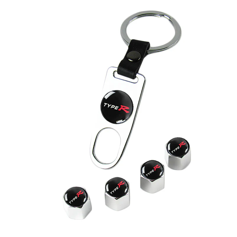 HONDA LOGO Set Emblems with TYPE R Tire Valves Wheel Air Caps Keychain - US SELLER - Image 3