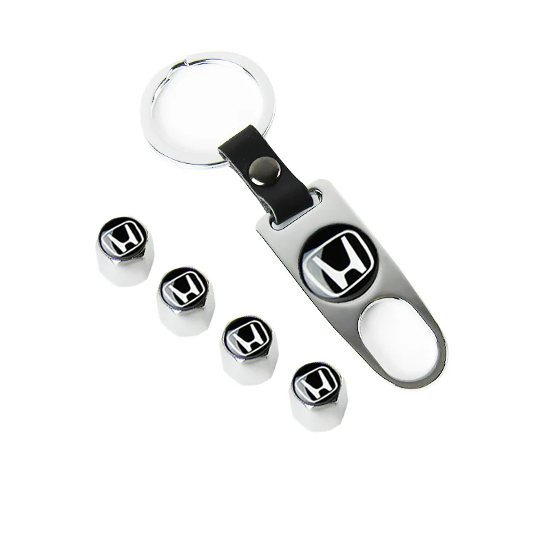 Honda Set of Tire Valves Dust Stem Air Caps Keychain with Carbon Fiber Look Seat Belt Covers - Image 9