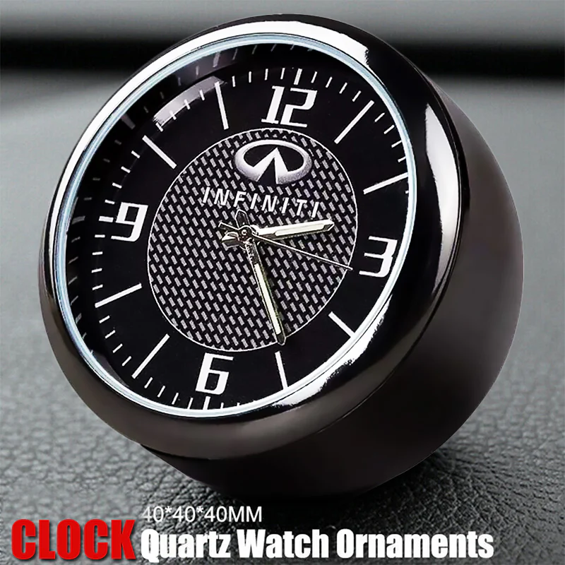 INFINITI Set of Car 15" Steering Wheel Cover Carbon Fiber Look Leather with Exquisite Clock - Image 10
