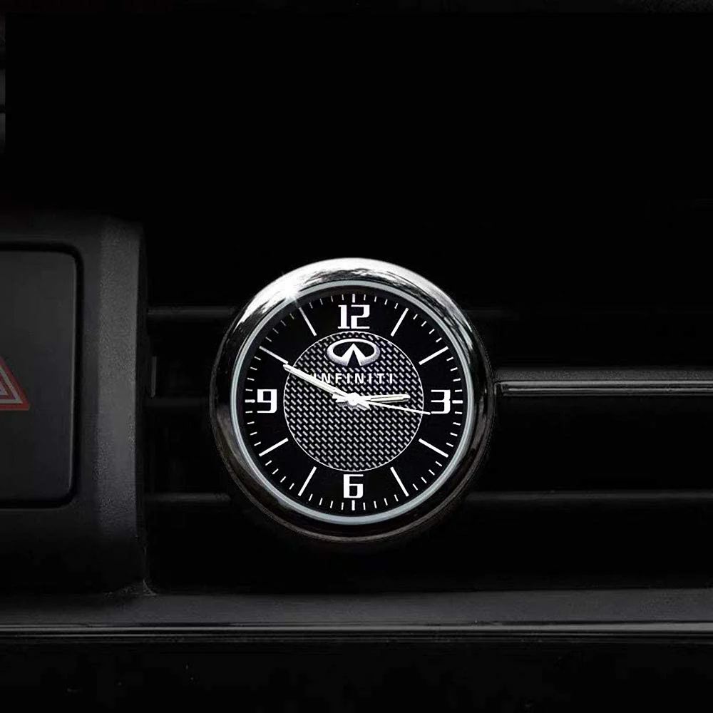 INFINITI Set of Car 15" Steering Wheel Cover Carbon Fiber Look Leather with Exquisite Clock - Image 4