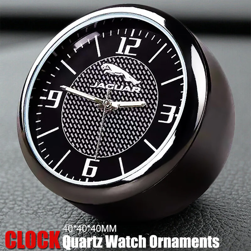JAGUAR Set of Car 15" Steering Wheel Cover Carbon Fiber Look Leather with Exquisite Clock - Image 9