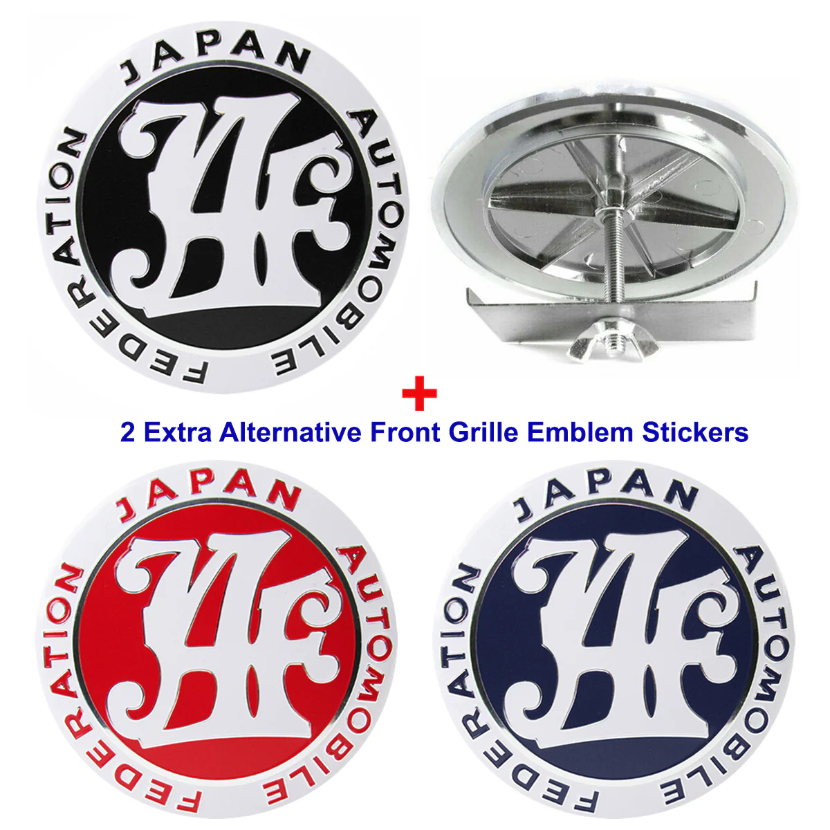 JAF Japan Automobile Federation 3 pcs Set JDM BLACK Emblem +2 Alternative Badge Stickers For Toyota Front Grille - Image 5
