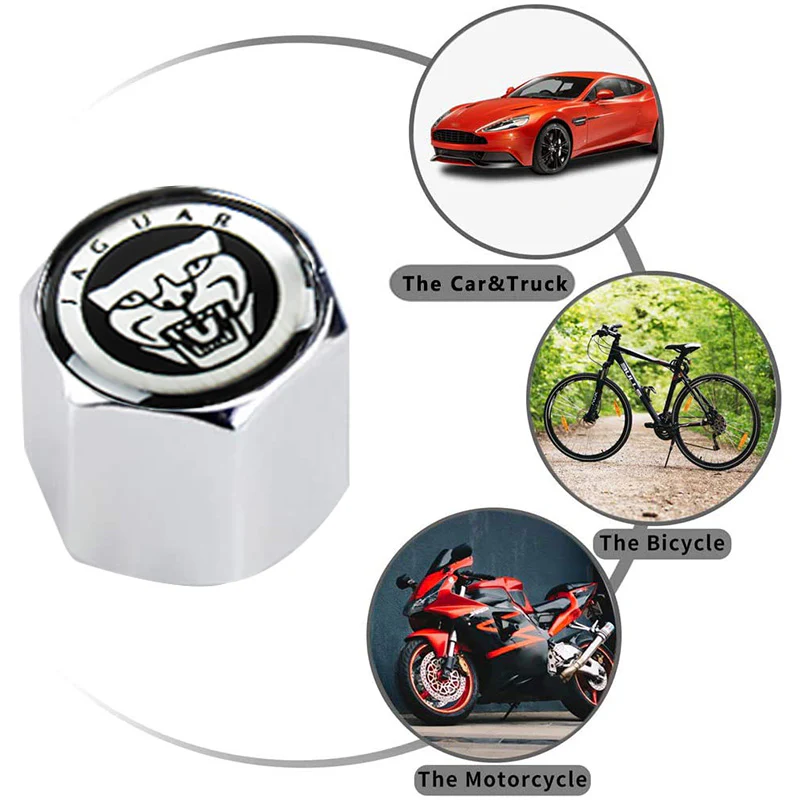 JAGUAR Car Wheel Tire Valves Dust Stem Air Caps Keychain Emblem KEY FOB Silver Set - US SELLER - Image 4