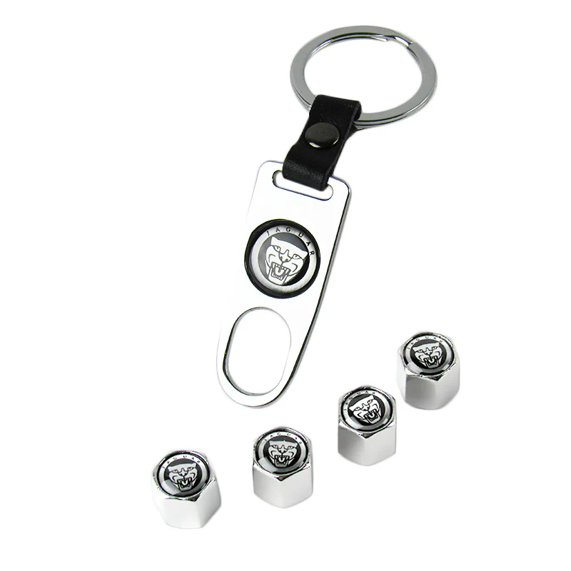 JAGUAR Car Wheel Tire Valves Dust Stem Air Caps Keychain Emblem KEY FOB Silver Set - US SELLER - Image 6