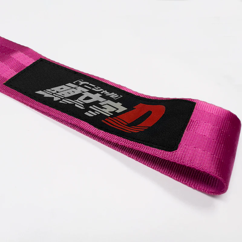 JDM INITIAL D RACING NEO CHROME HIGH STRENGTH Pink Tow Strap for Front / Rear Bumper - Image 5