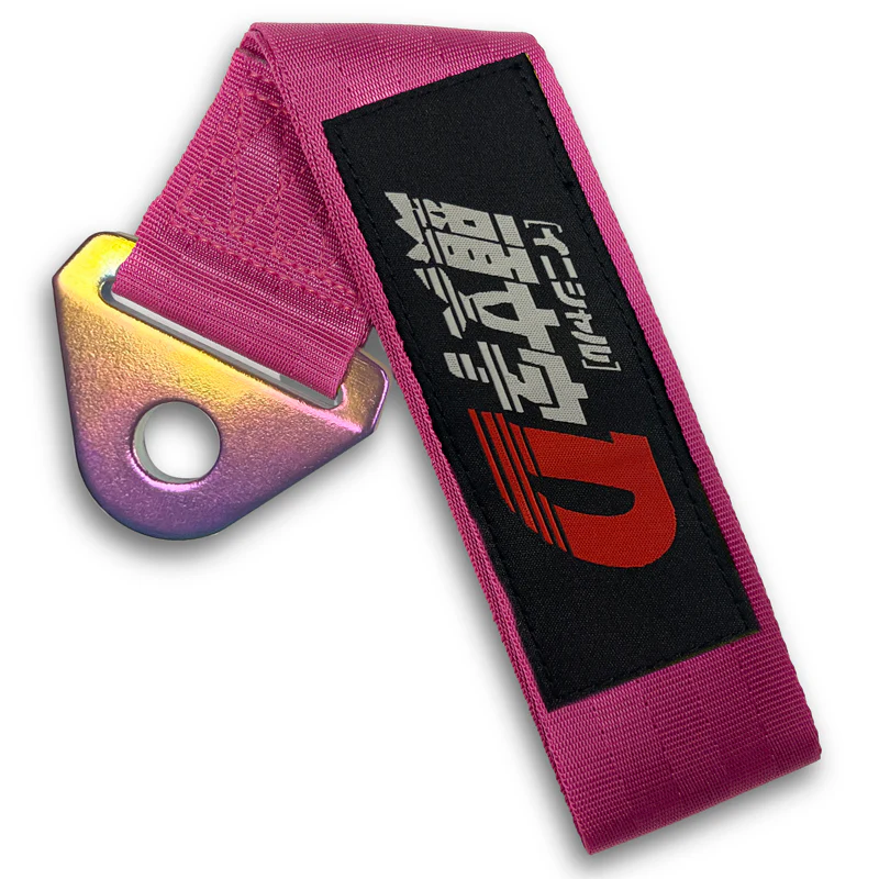 JDM INITIAL D RACING NEO CHROME HIGH STRENGTH Pink Tow Strap for Front / Rear Bumper - Image 8