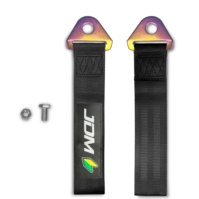 JDM Honda Drift Rally Sports Racing NEO CHROME HIGH STRENGTH Tow Strap for Front / Rear Bumper - Image 3
