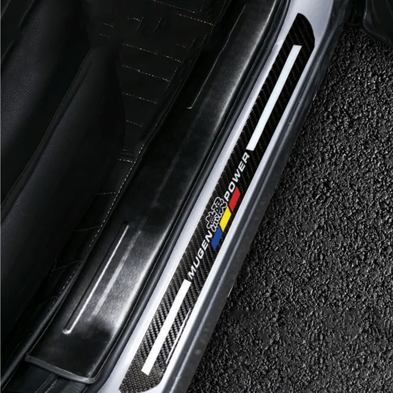 JDM Mugen Carbon Fiber Car Front Door Welcome Plate Sill Scuff Cover Decal Sticker 2 pcs Set - Image 2