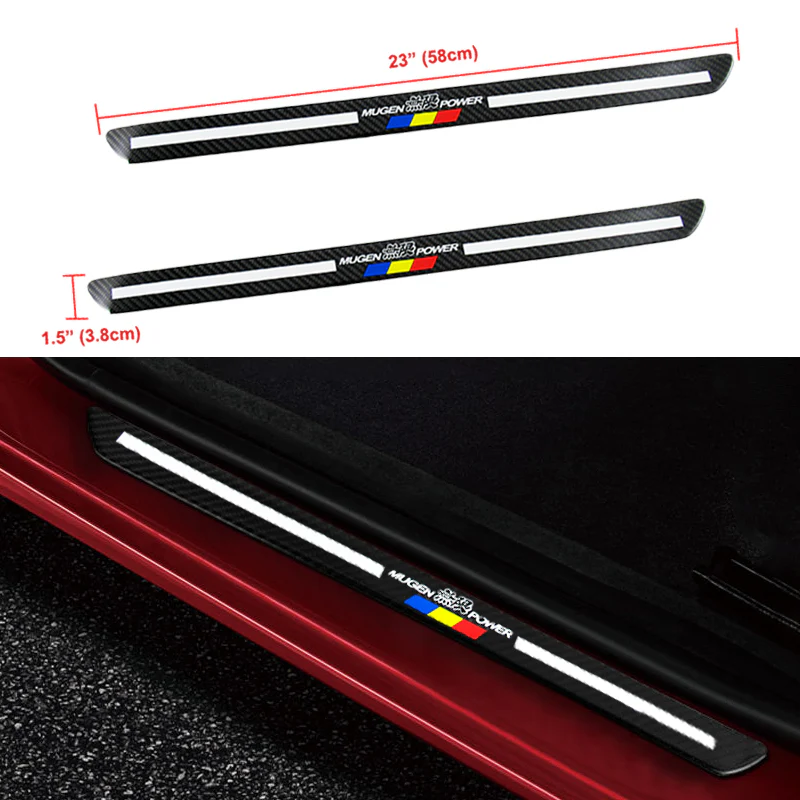 JDM Mugen Carbon Fiber Car Front Door Welcome Plate Sill Scuff Cover Decal Sticker 2 pcs Set - Image 5