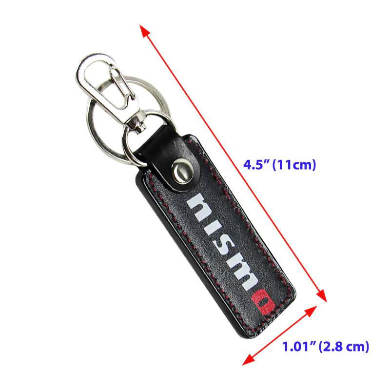 NISSAN NISMO 1 pc Black Leather Rectangle Key Fob Keyring Keychain Tag Lanyard Holder Clip New - Image 4