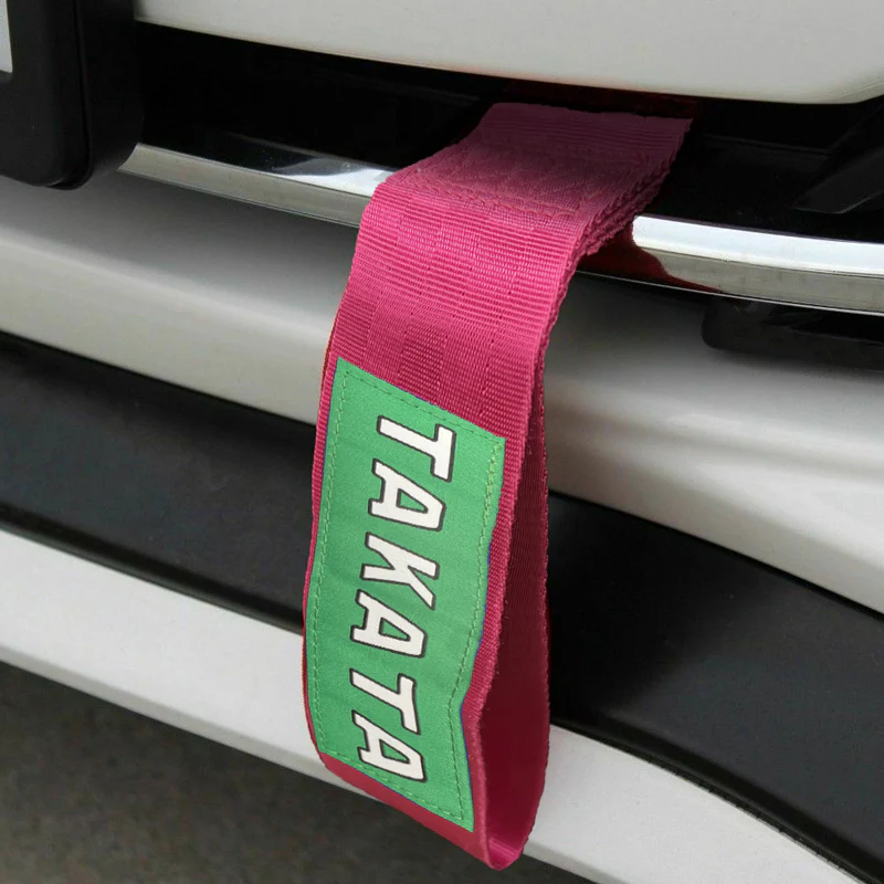 JDM TAKATA SPORTS RACING Drift Rally NEO CHROME HIGH STRENGTH Pink Tow Strap for Front / Rear Bumper - Image 10
