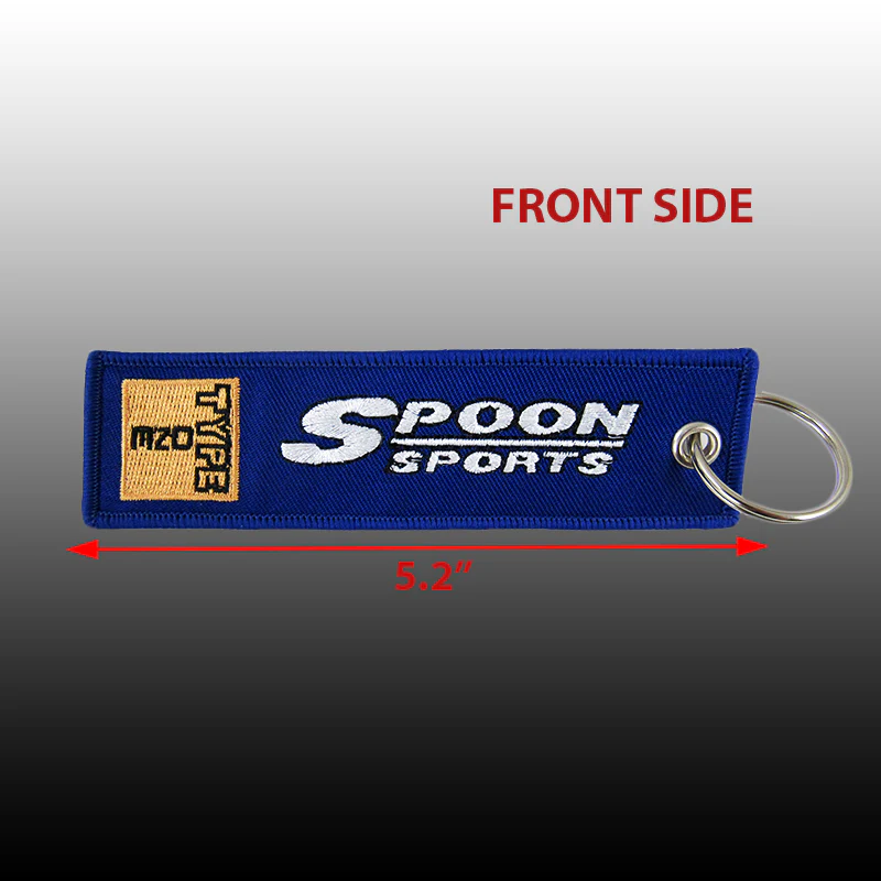 JDM Spoon Sports Set Type One Black & Blue Soft Cotton Embroidery Seat Belt Cover Shoulder Pads with Keychains - Image 12