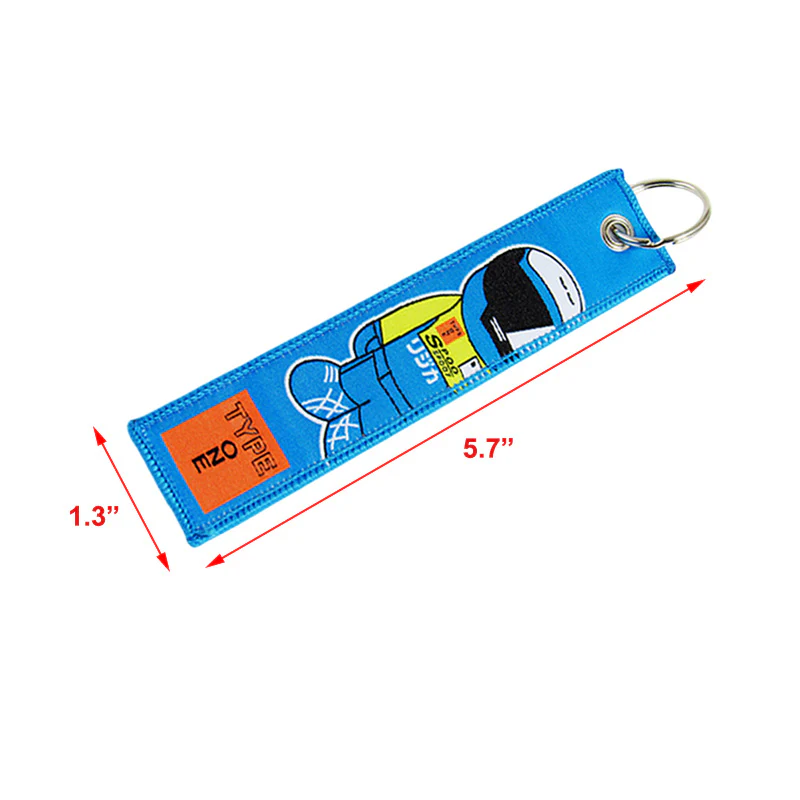 JDM Spoon Sports Type One Set Black & Blue Soft Cotton Embroidery Seat Belt Cover Shoulder Pads with Keychains - Image 6