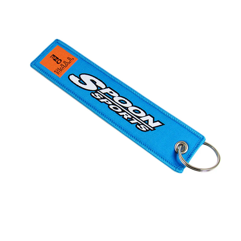 JDM Spoon Sports Type One Set Black & Blue Soft Cotton Embroidery Seat Belt Cover Shoulder Pads with Keychains - Image 7