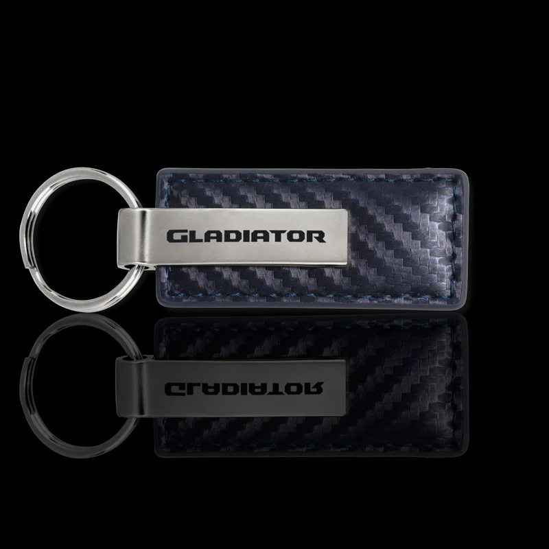 Jeep Gladiator Navy Carbon Leather Key Fob Key Chain Ring OFFICIAL LICENSED Au-Tomotive Gold - Image 2