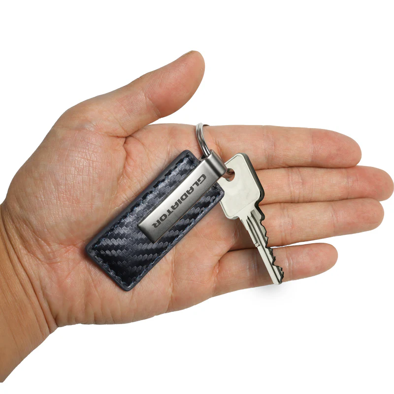 Jeep Gladiator Navy Carbon Leather Key Fob Key Chain Ring OFFICIAL LICENSED Au-Tomotive Gold - Image 3