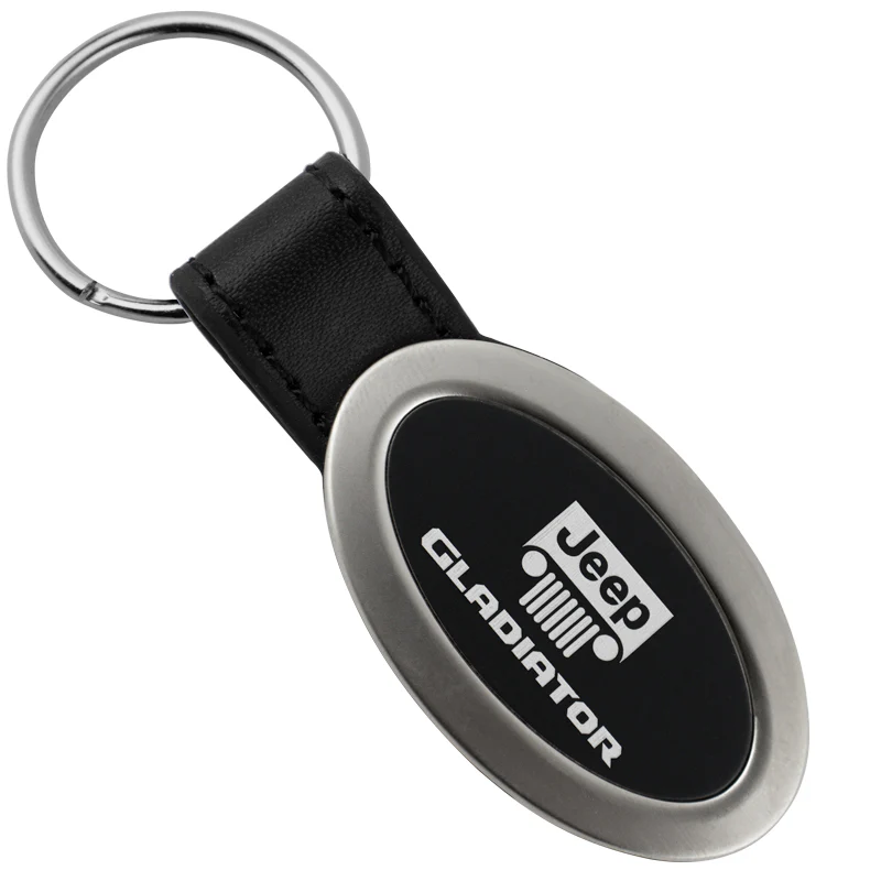Jeep Gladiator Black Oval Leather Key Fob Key Chain Key Ring Tag OFFICIAL LICENSED Au-Tomotive Gold - Image 4