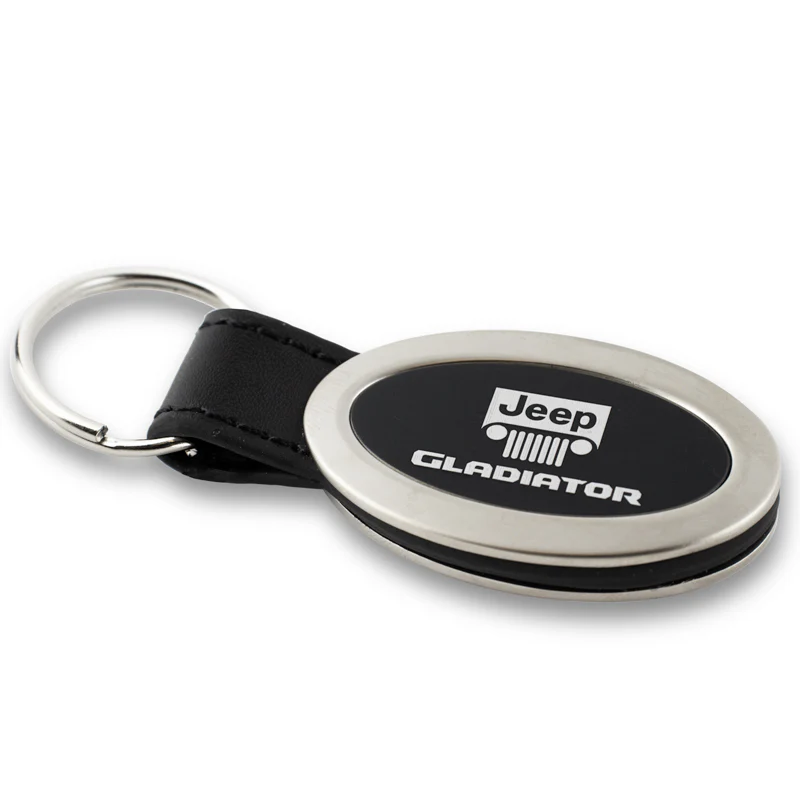 Jeep Gladiator Black Oval Leather Key Fob Key Chain Key Ring Tag OFFICIAL LICENSED Au-Tomotive Gold - Image 5