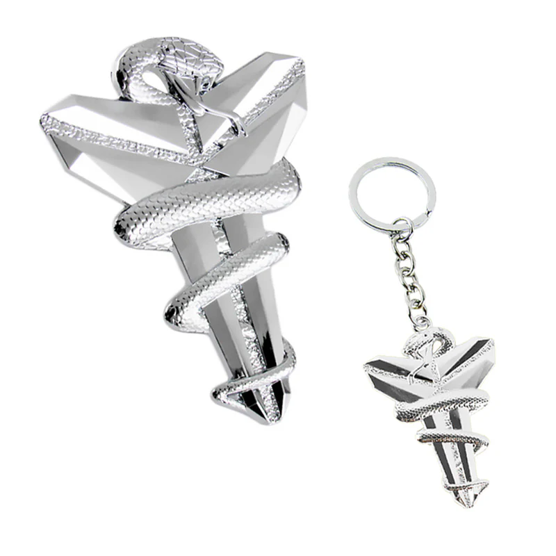 Kobe Bryant Silver Mamba Set Snake Lakers Car 3D Metal Emblem Badge Decal Sticker w/ Keychain - Image 7