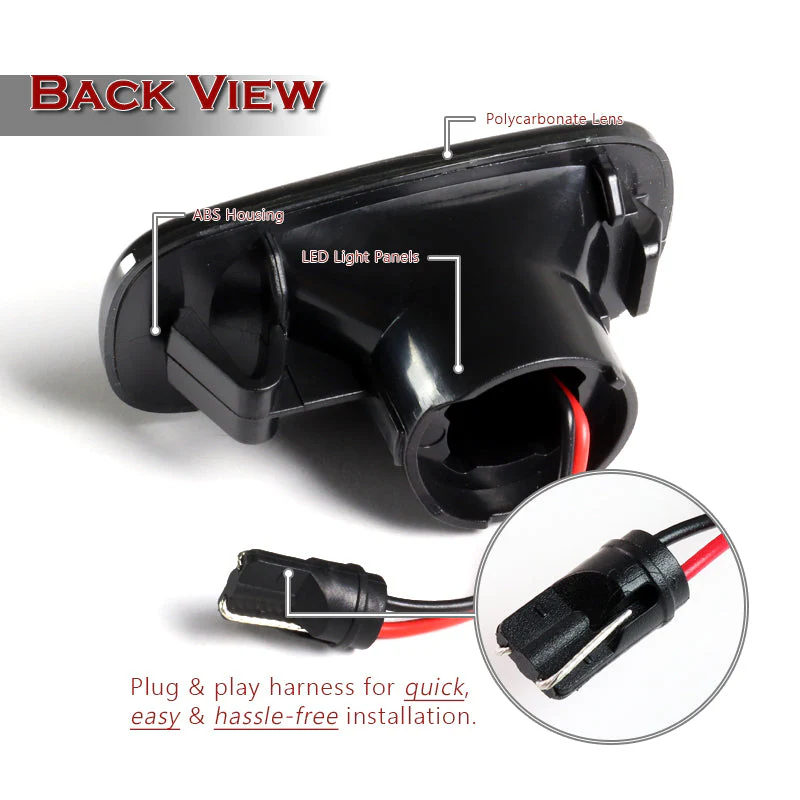 Scion Set For 2004 - 2006 Scion xB Smoke Lens Sequential LED Signal Side Marker Lights with License Plate Frame - Image 5