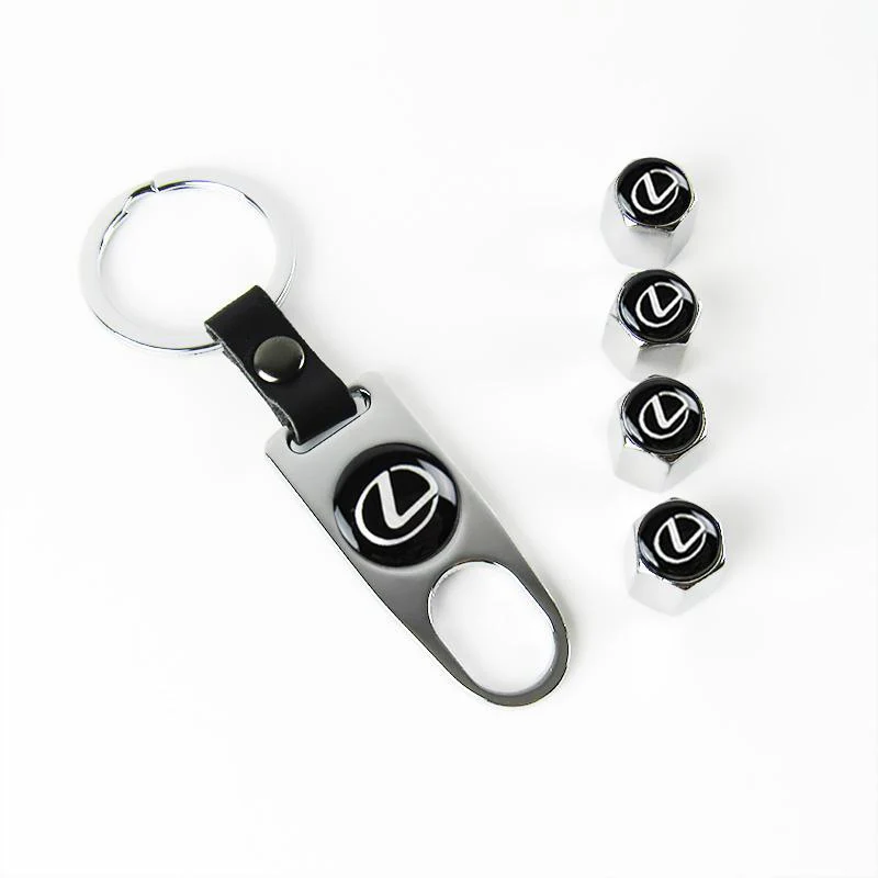 LEXUS Set LOGO Emblems with Silver Wheel Tire Valves Air Caps Keychain - US SELLER - Image 6