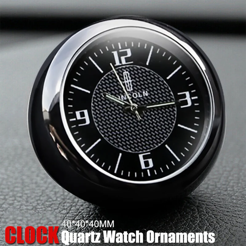 Lincoln Set of Car 15" Steering Wheel Cover Carbon Fiber Look Leather with Exquisite Clock - Image 4