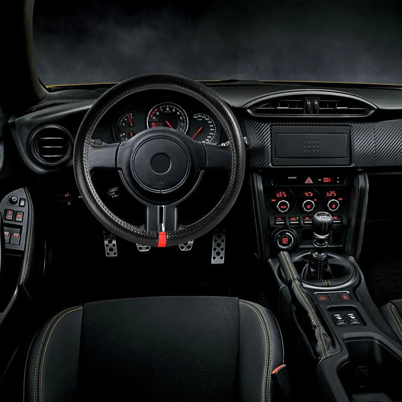 MASERATI Set of Car 15" Steering Wheel Cover Carbon Fiber Look Leather with Exquisite Clock - Image 12