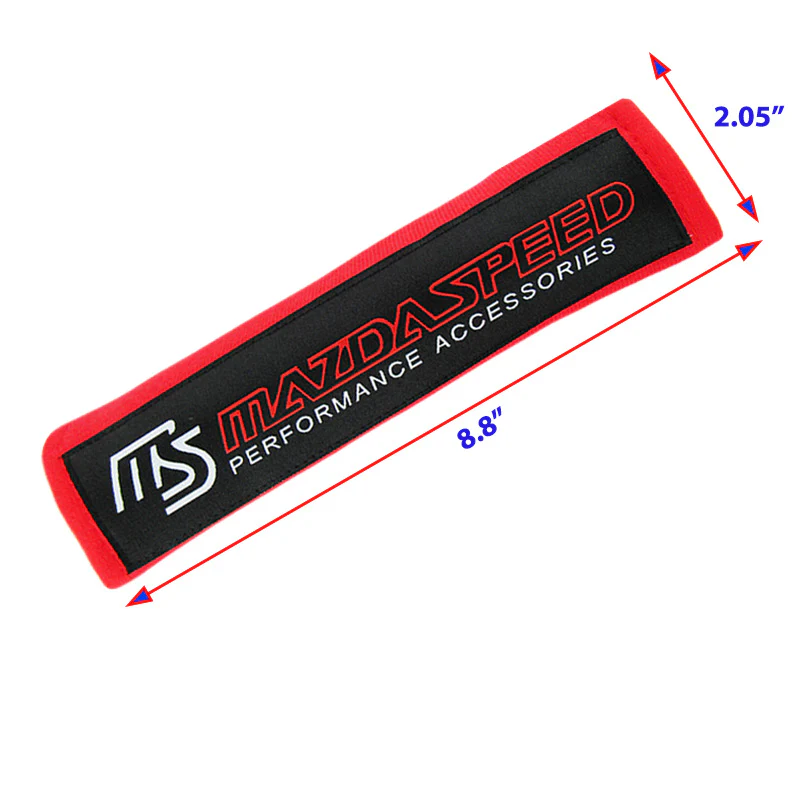 Mazda Mazda Speed Set of Carbon Fiber Look Embroidered Armrest Cushion & Red Cotton Seat Belt Cover - Image 6