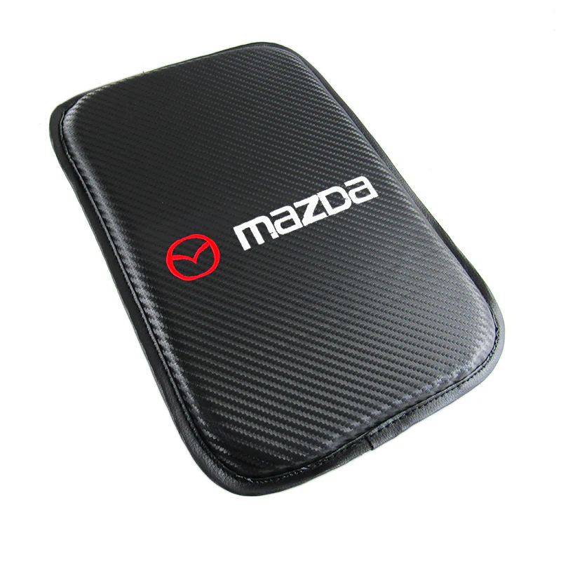Mazda Mazda Speed Set of Carbon Fiber Look Embroidered Armrest Cushion & Red Cotton Seat Belt Cover - Image 9