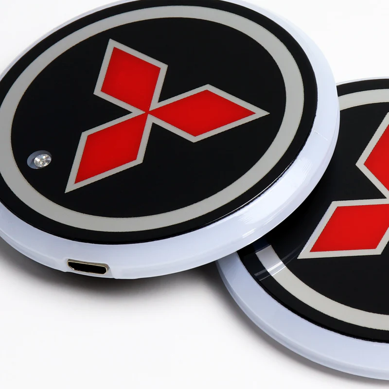 MITSUBISHI Car Center Console Armrest Cushion Mat Pad Cover Stitched Embroidery Logo with LED Cup Coaster Set - Image 4