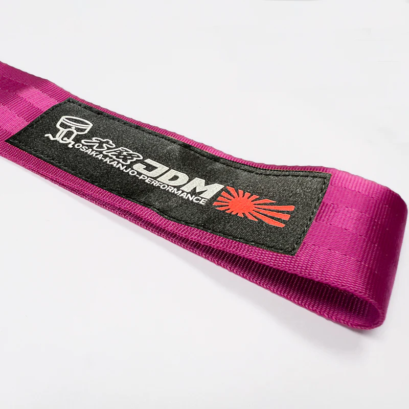 OSAKA Racing JDM Honda Drift Rally Sports NEO CHROME HIGH STRENGTH Pink Tow Strap for Front / Rear Bumper - Image 4