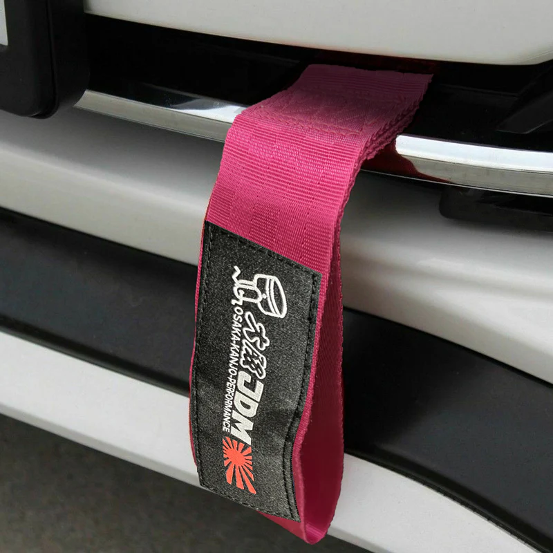 OSAKA Racing JDM Honda Drift Rally Sports NEO CHROME HIGH STRENGTH Pink Tow Strap for Front / Rear Bumper - Image 5