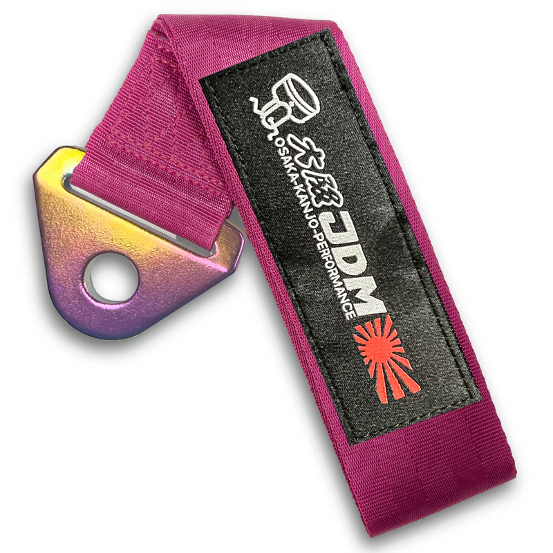OSAKA Racing JDM Honda Drift Rally Sports NEO CHROME HIGH STRENGTH Pink Tow Strap for Front / Rear Bumper - Image 7