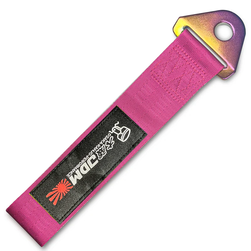 OSAKA Racing JDM Honda Drift Rally Sports NEO CHROME HIGH STRENGTH Pink Tow Strap for Front / Rear Bumper - Image 9