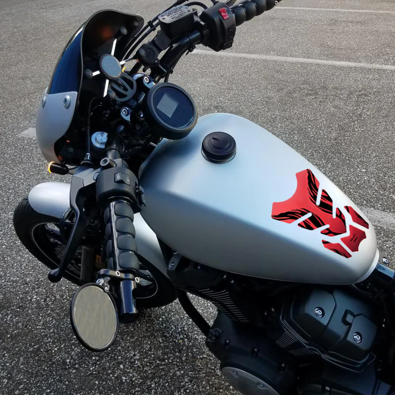 Motorcycle Fuel Tank 3D Gel Pad Protector Red Decal Sticker Universal - Image 2