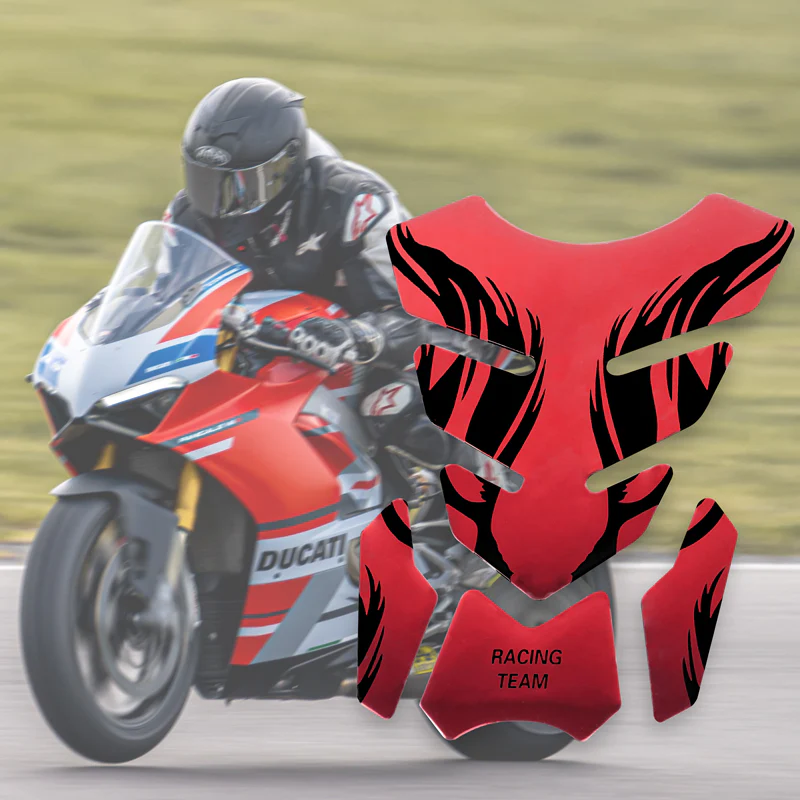 Motorcycle Fuel Tank 3D Gel Pad Protector Red Decal Sticker Universal - Image 6