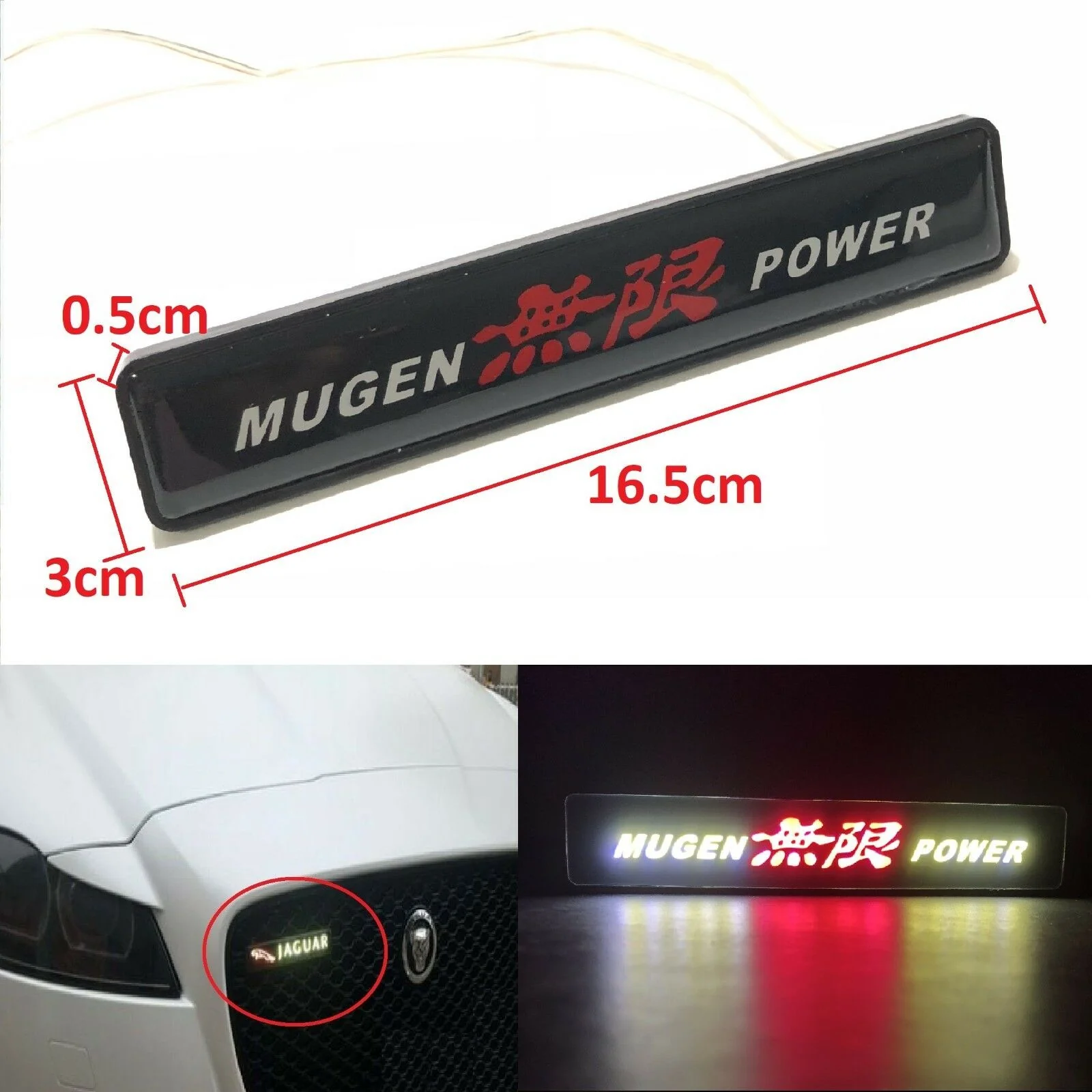 Mugen Set Black & Red 3D Emblem (11CM) with Mugen Power LED Logo Illuminated Badge - Image 7