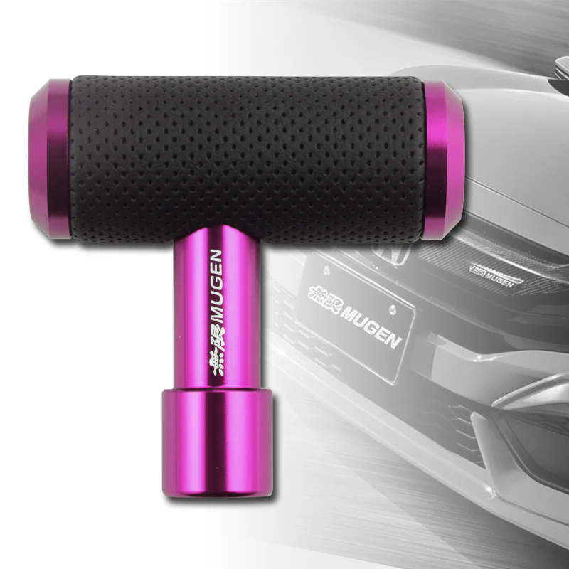 MUGEN Leather Car Shift Knob Aircraft Joystick Transmission Racing Gear Purple - Image 4